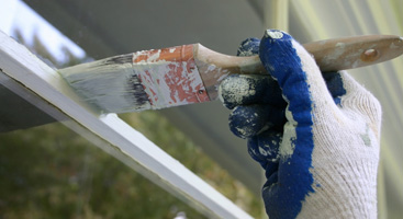 Painting Window Trim Closeup Banner