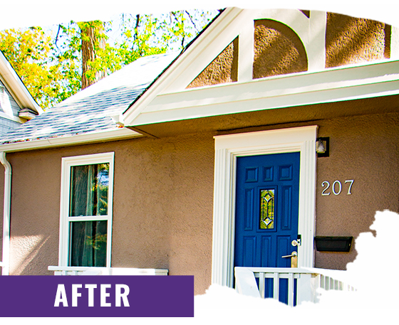 Tan Stucco Home After Painting