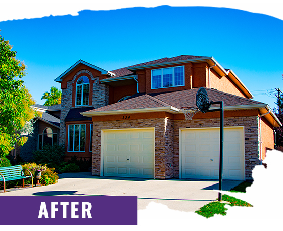 Brick Home With Orange Walls After Painting