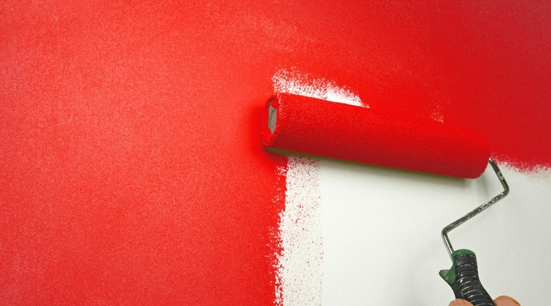 Paint Roller Painting Wall Red